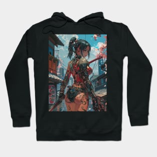 Japanese Warrior Girl Illustration Hoodie